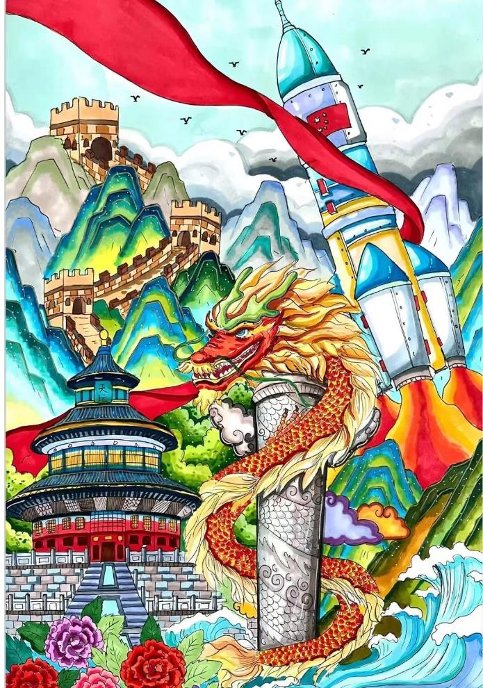 庆中秋迎国庆海报简笔画怎么画(含素材模板)