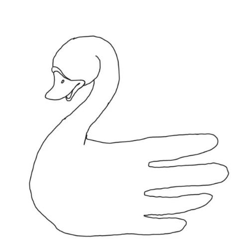 手掌可以画什么图案简笔画(天鹅)