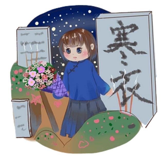 寒衣节简笔画图片大全可爱卡通