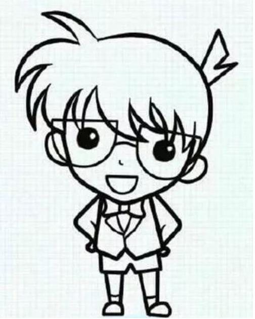 简单动漫人物绘画作品欣赏(柯南简笔画)