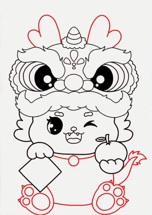 2024龙年元旦简笔画简单又漂亮