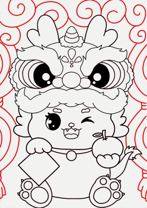 2024龙年元旦简笔画简单又漂亮