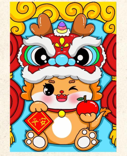 2024龙年元旦简笔画简单又漂亮