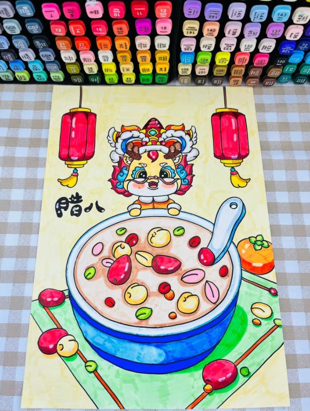 2024腊八节的简笔画图片彩色画