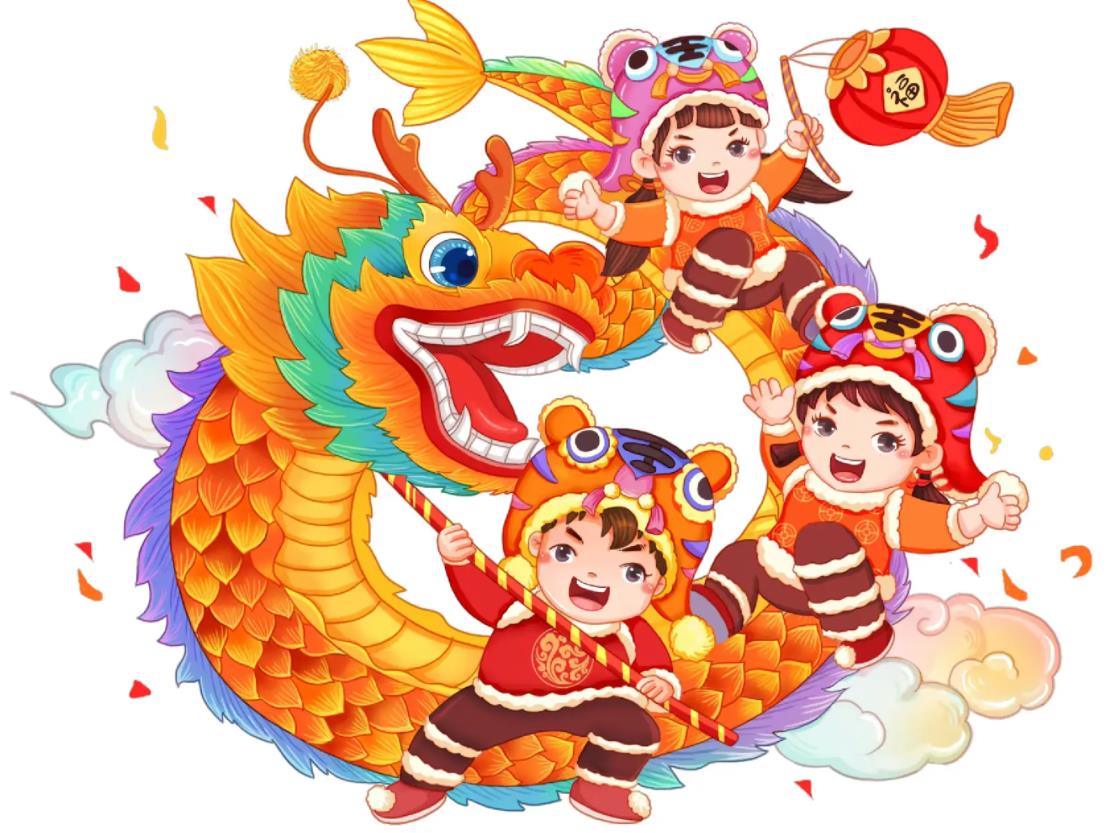 2024过年舞狮简笔画图片彩色可爱