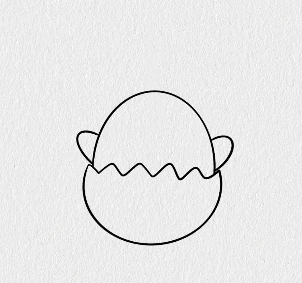 一笔画成一只鸡 小鸡破壳简笔画彩色