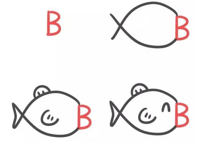 用字母画一只大大的鱼怎么画图片欣赏