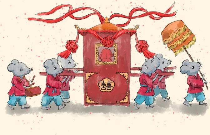 【简笔画】老鼠抬花轿简笔画图片大全