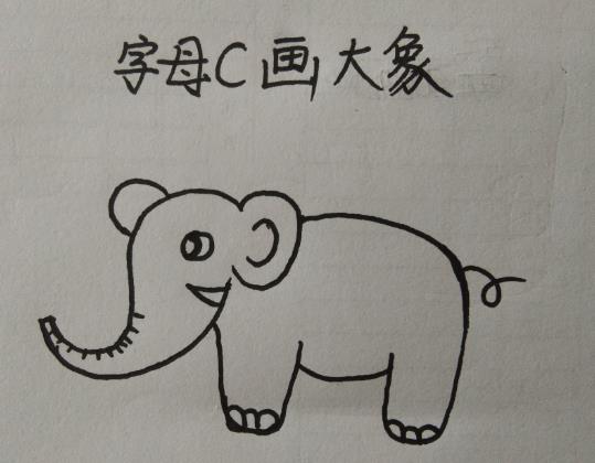 如何用字母画大象简笔画图片欣赏