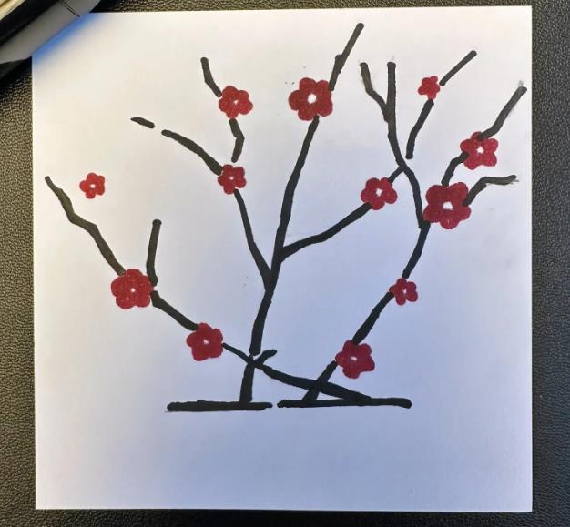 简笔画梅花最简单的画法马克笔教程