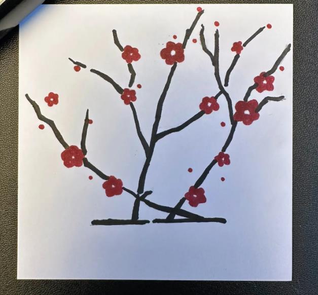 简笔画梅花最简单的画法马克笔教程