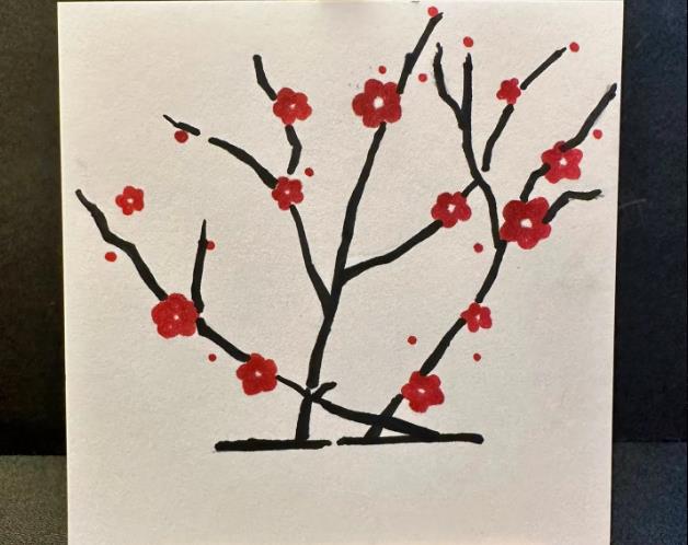 简笔画梅花最简单的画法马克笔教程