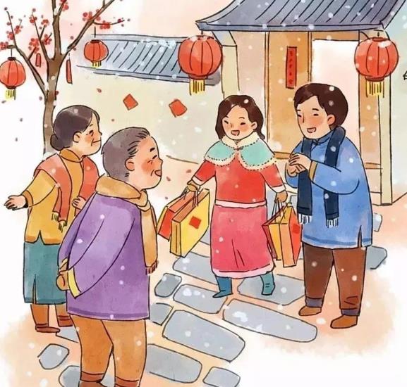 正月初二回娘家简笔画图片欣赏大全