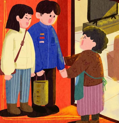 正月初二回娘家简笔画图片欣赏大全