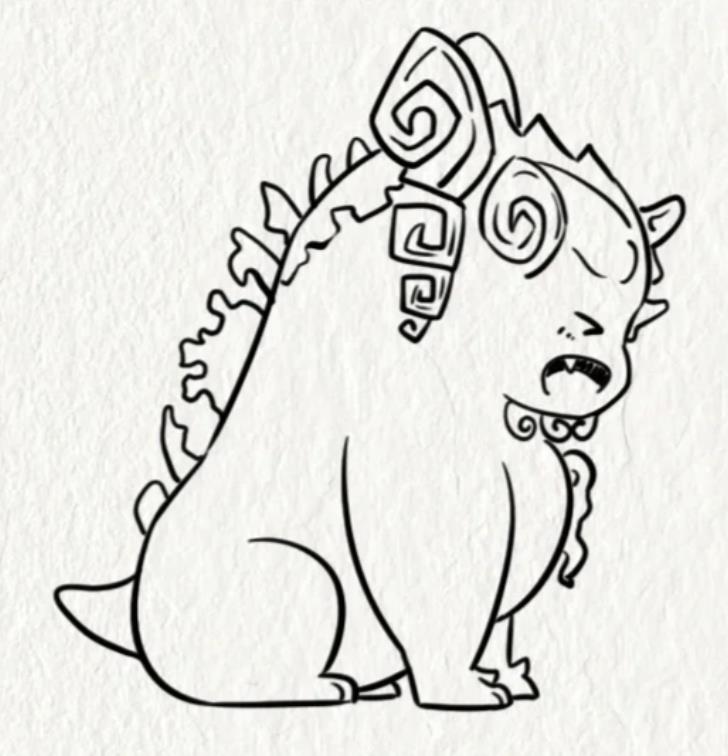 一步一步教我画饕餮Q版石像步骤图片