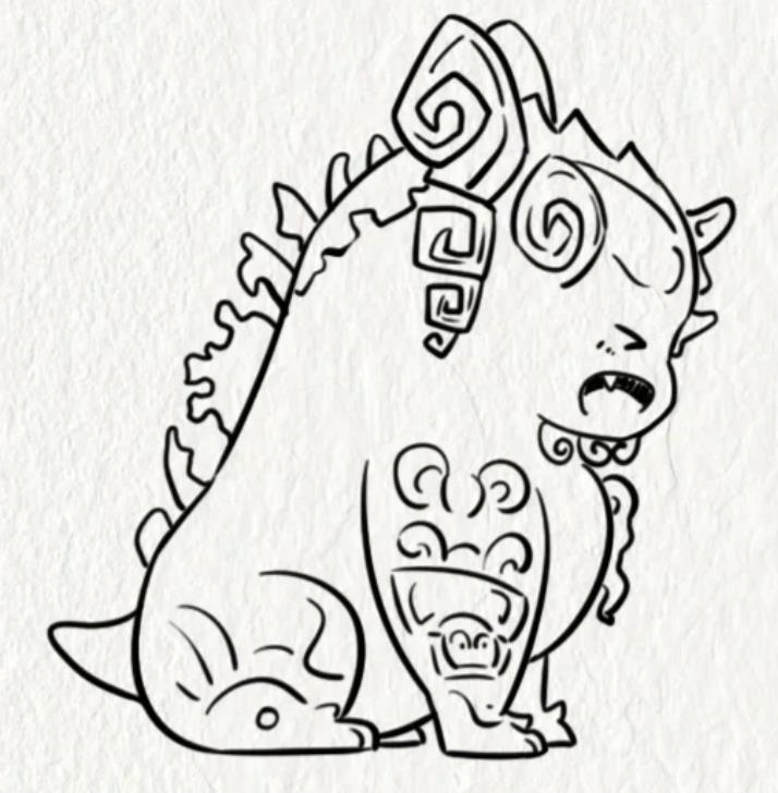 一步一步教我画饕餮Q版石像步骤图片