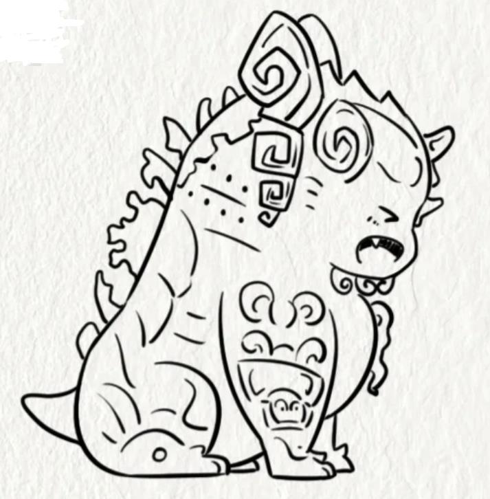 一步一步教我画饕餮Q版石像步骤图片