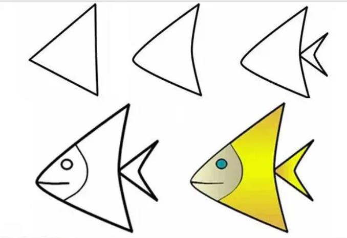 用几何图形画一条鱼简笔画图片欣赏
