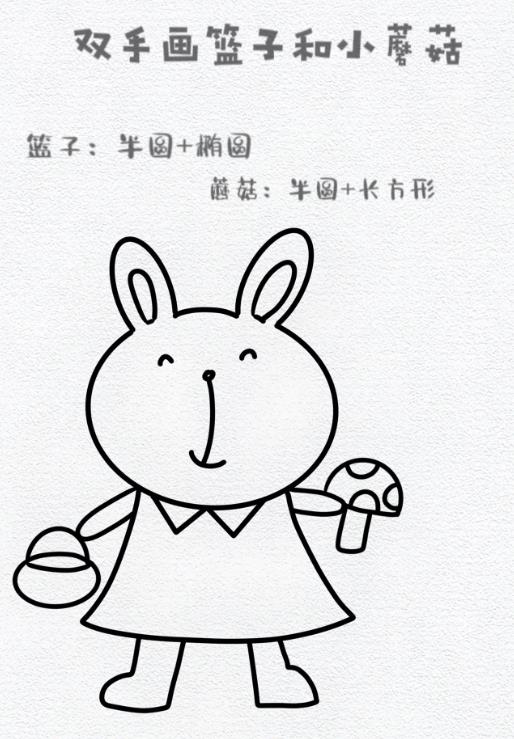 儿童简笔画兔子采蘑菇怎么画教程图片