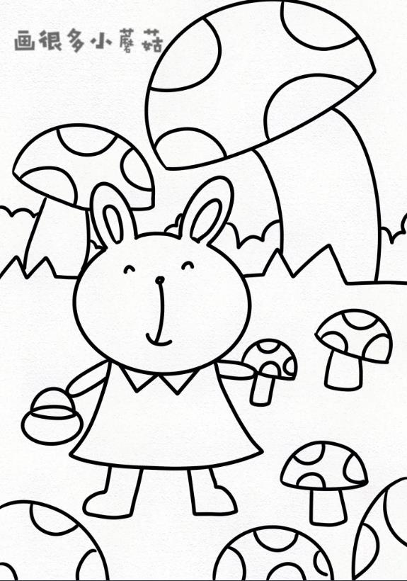 儿童简笔画兔子采蘑菇怎么画教程图片