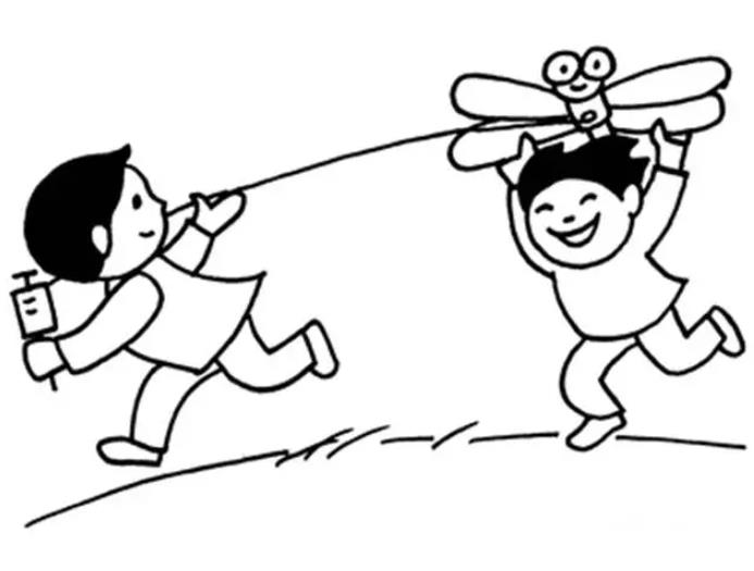 卡通的春天放风筝的简笔画图片大全