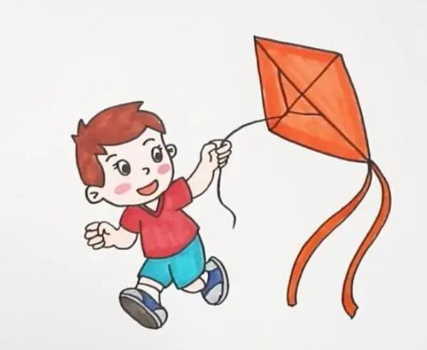 卡通的春天放风筝的简笔画图片大全