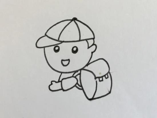 儿童简笔画人物小男孩背书包怎么画