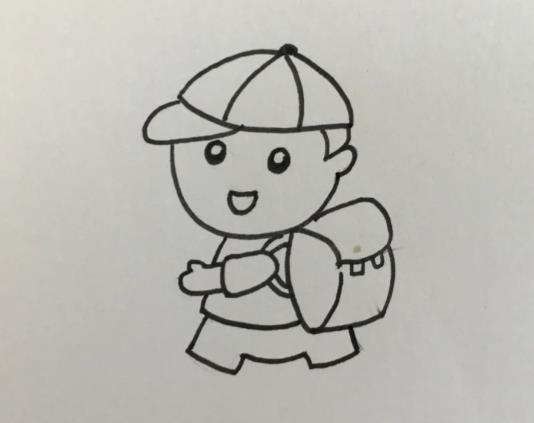 儿童简笔画人物小男孩背书包怎么画