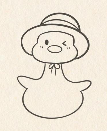 鸭子简笔画彩色步骤图片（可爱版）