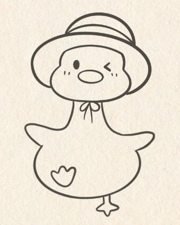 鸭子简笔画彩色步骤图片（可爱版）