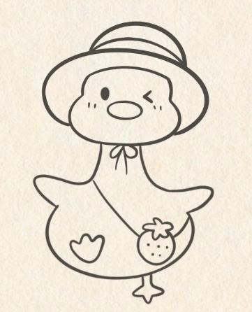 鸭子简笔画彩色步骤图片（可爱版）