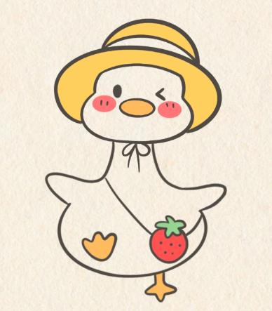 鸭子简笔画彩色步骤图片（可爱版）