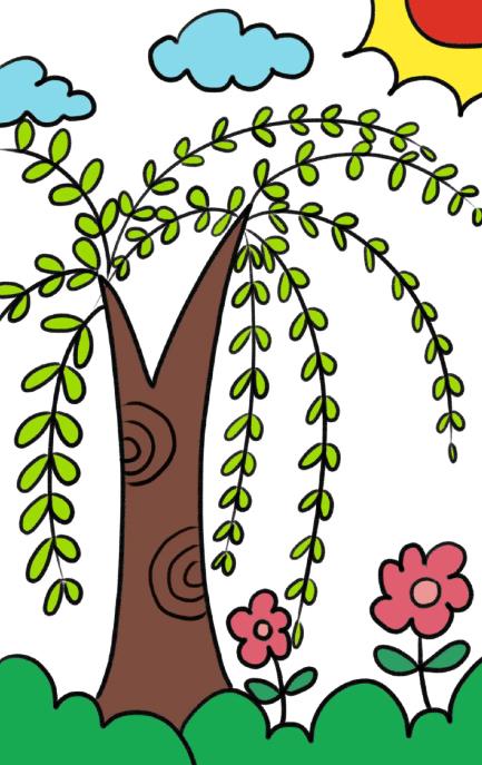 柳树枝条简笔画怎么画漂亮又简单