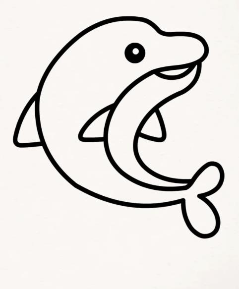 儿童简笔画小动物(海豚绘画教程图片)