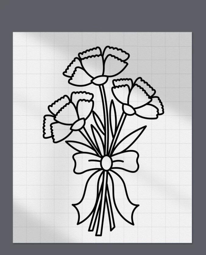 花朵简笔画一步一步教程图解 一笔一画教我画康乃馨