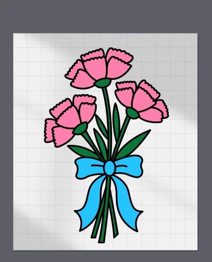 花朵简笔画一步一步教程图解 一笔一画教我画康乃馨