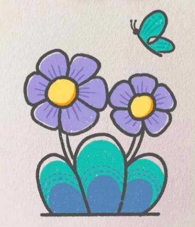 简笔画花草树木风景画带颜色图片全集