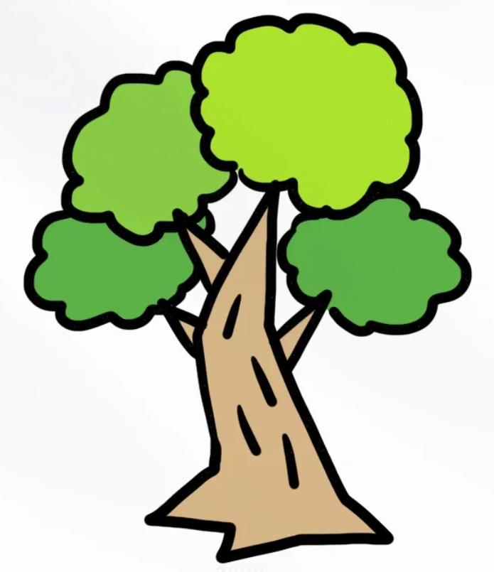 简笔画花草树木风景画带颜色图片全集