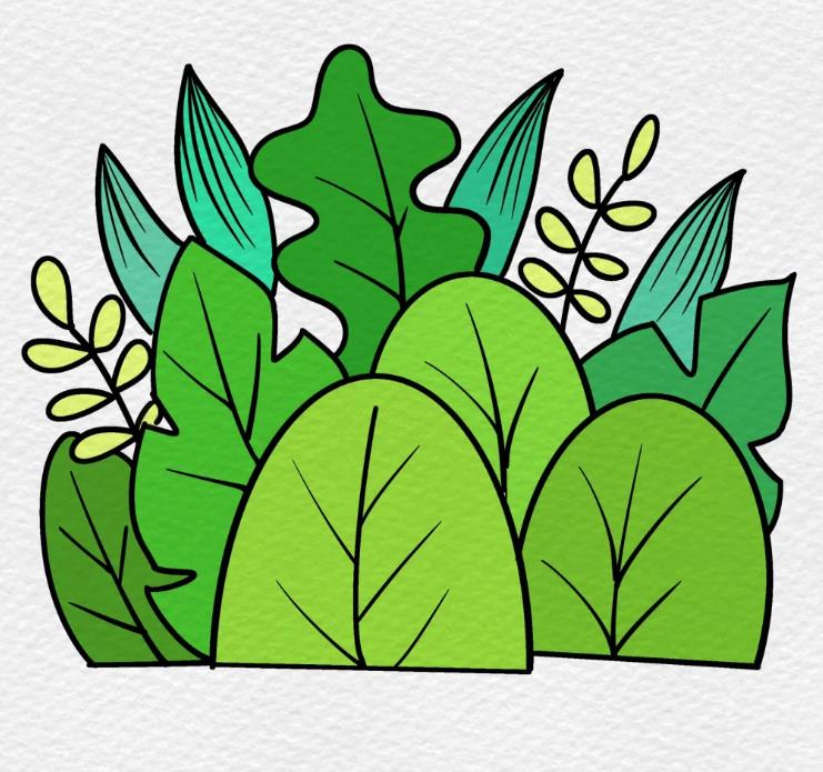 简笔画花草树木风景画带颜色图片全集