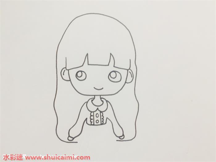 全身人物长发女生怎么画 长发女生简笔画步骤图