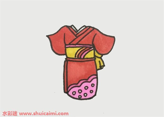 彩色和服简笔画怎么画