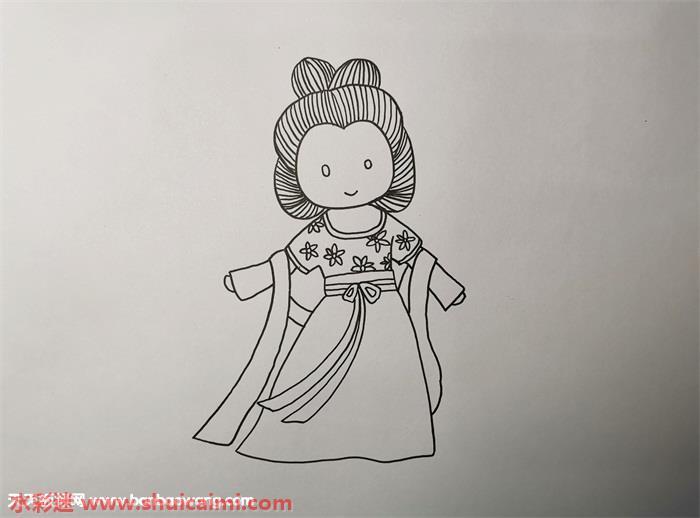 汉服怎么画 汉服简笔画漂亮卡通