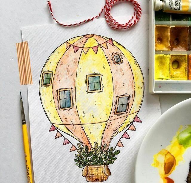 水彩笔简笔画素材手帐 水彩笔手绘