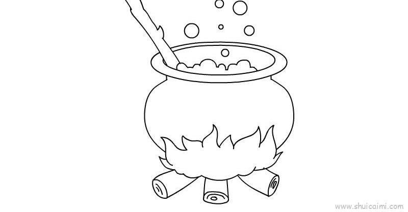 药罐火炉儿童画怎么画 药罐火炉简笔画简单