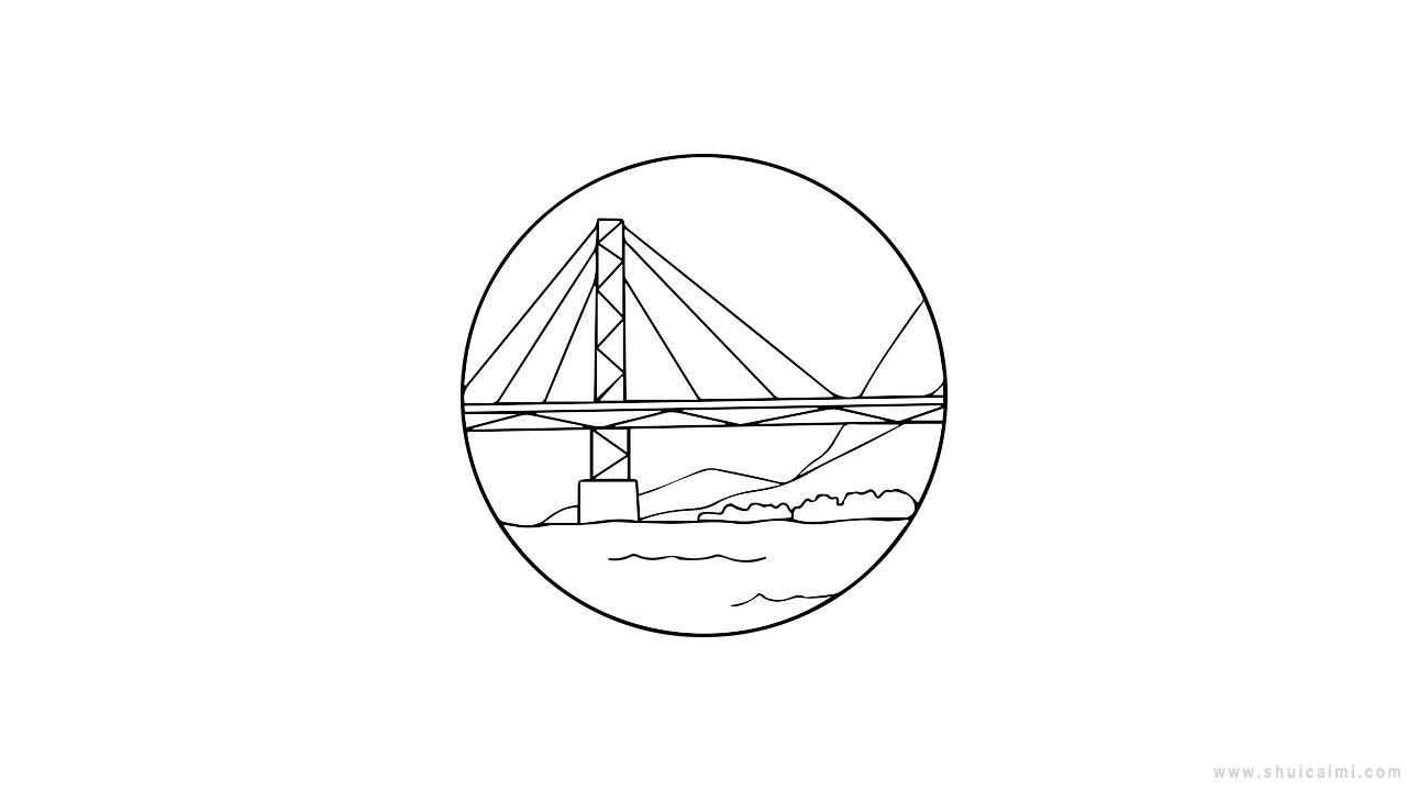 斜拉桥简笔画怎么画 斜拉桥简笔画图片大全