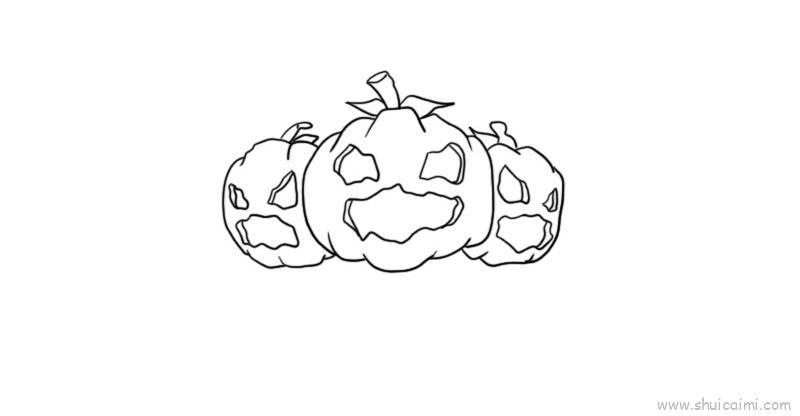 恐怖南瓜怪儿童画怎么画 恐怖南瓜怪简笔画图片