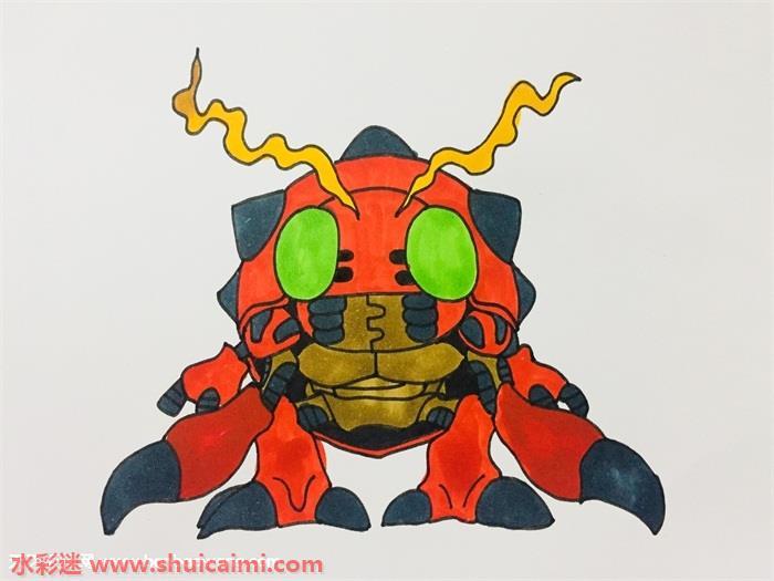 甲虫兽怎么画 甲虫兽简笔画彩色