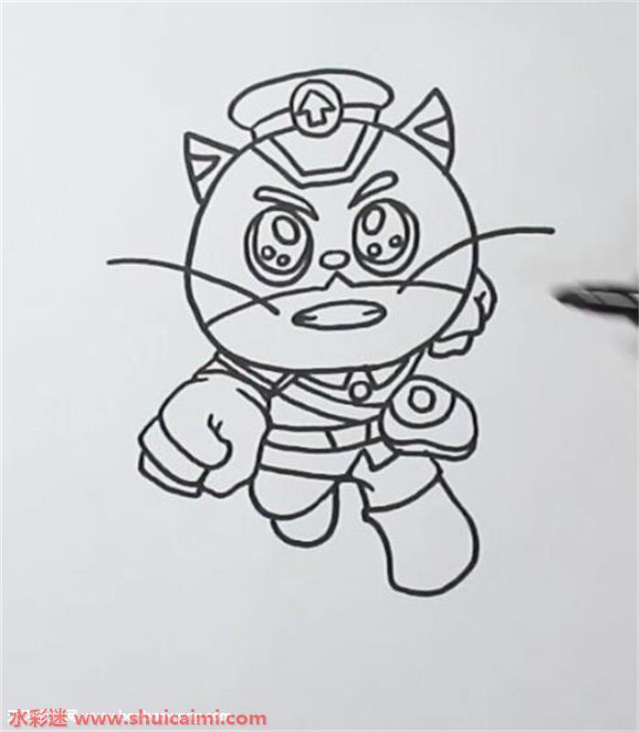黑猫警长怎么画 黑猫警长简笔画彩色