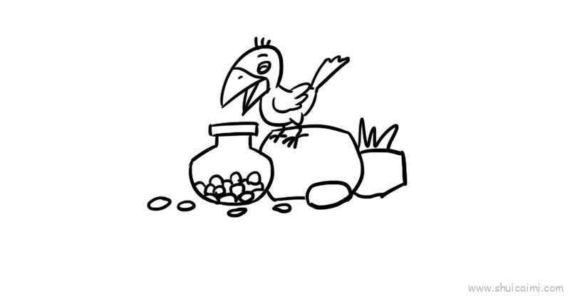 乌鸦喝水儿童画怎么画 乌鸦喝水简笔画好看