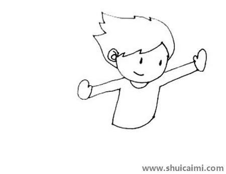 玩滑板的小男孩儿童简笔画